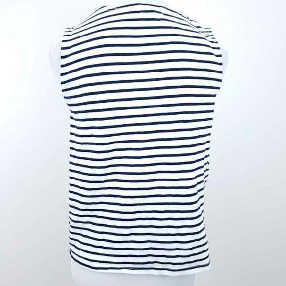 Mello Day Stripe Sleeveless Shirt Tank Black Sz 6 Shirt Ruched Side Casual Work - Picture 3 of 8